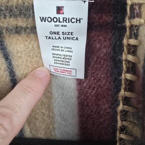 Plaid Blanket Wrap Cape By Woolrich One Size Polyester & Viscose - Picture 3 of 3